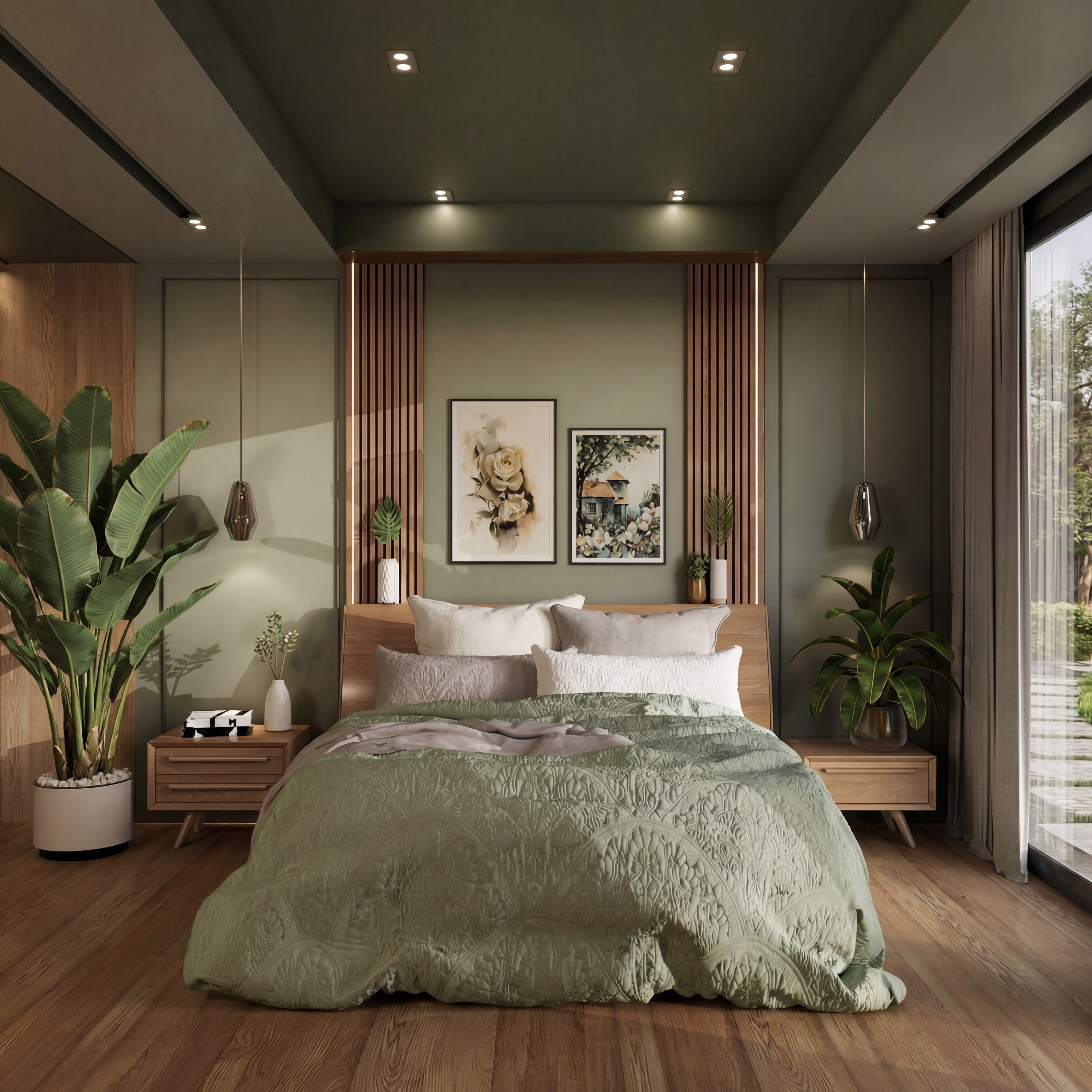 Green retreat bedroom